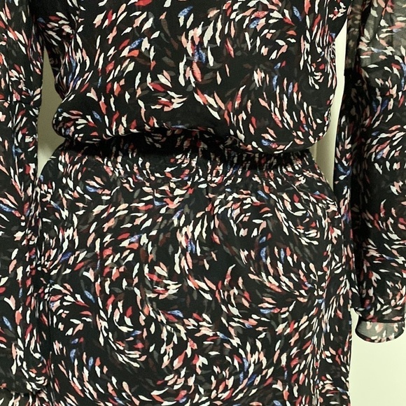 White House Black Market Scattered Print Boho Dress Bell Sleeve Sz 2 - Picture 11 of 13